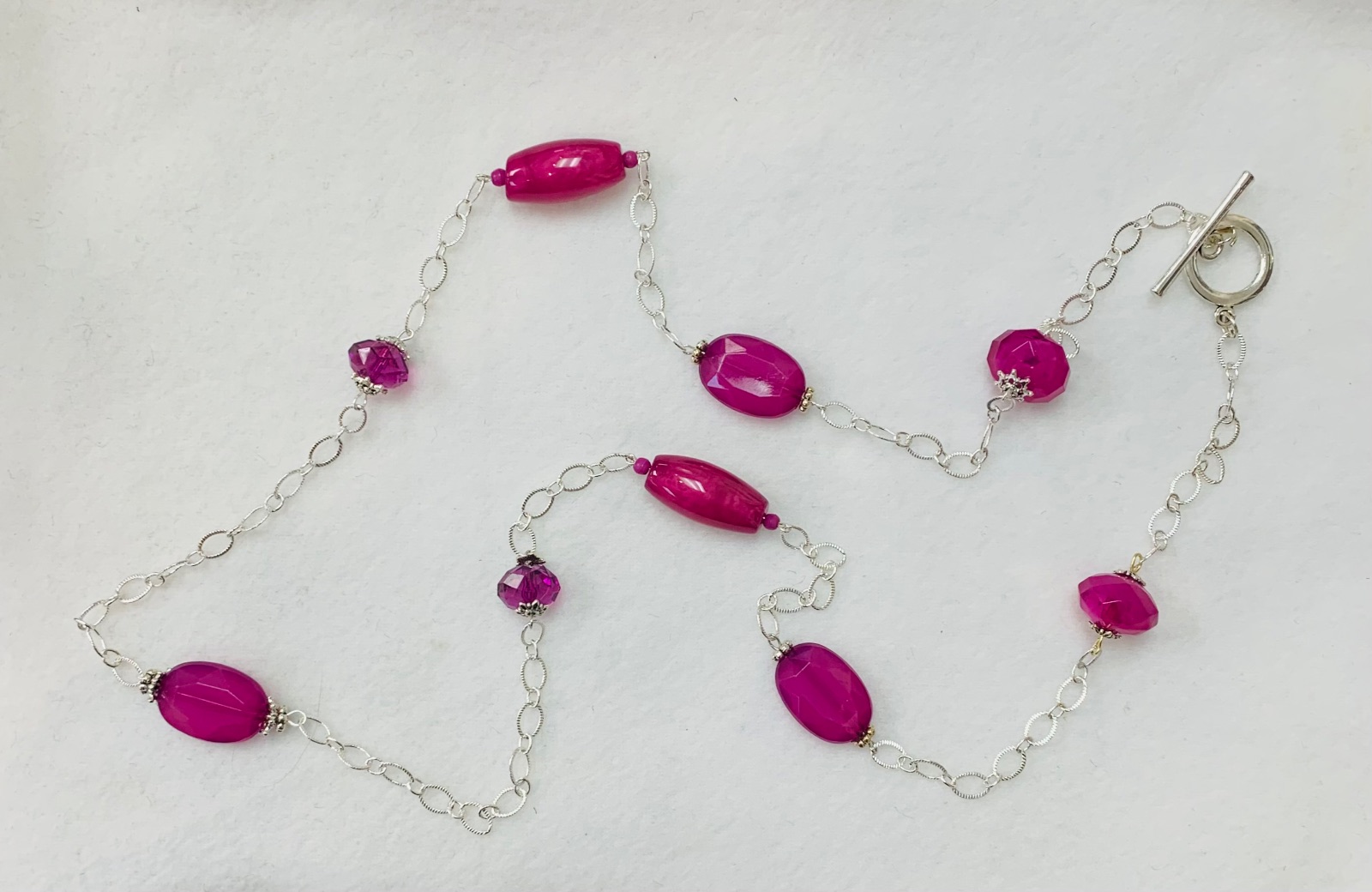 Long Purple Necklace with Chain