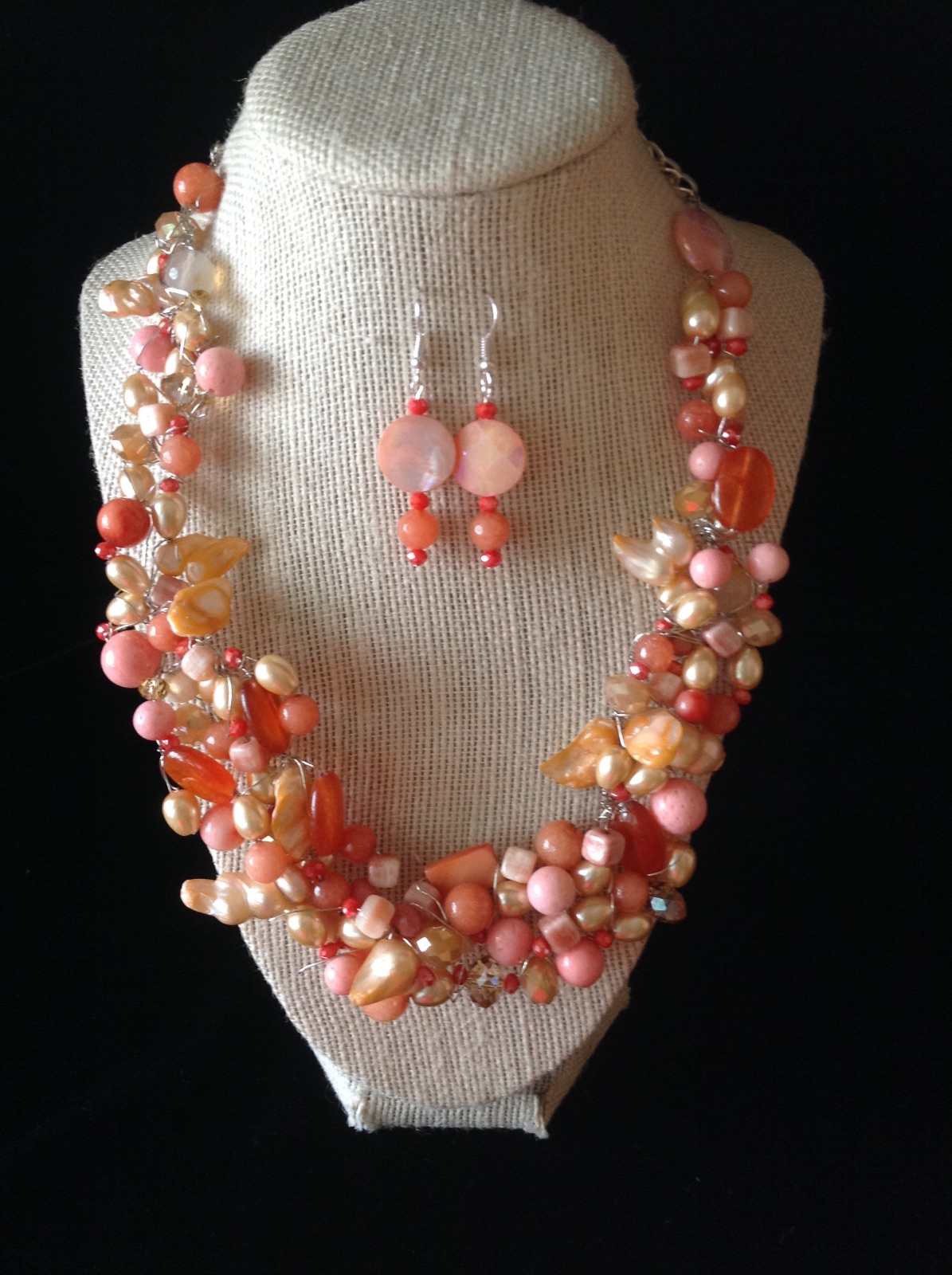 Orange Wire Crochet Necklace